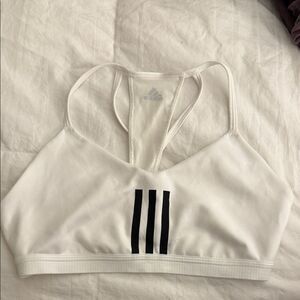 Adidas Women's White Sports Bra with Black Stripes